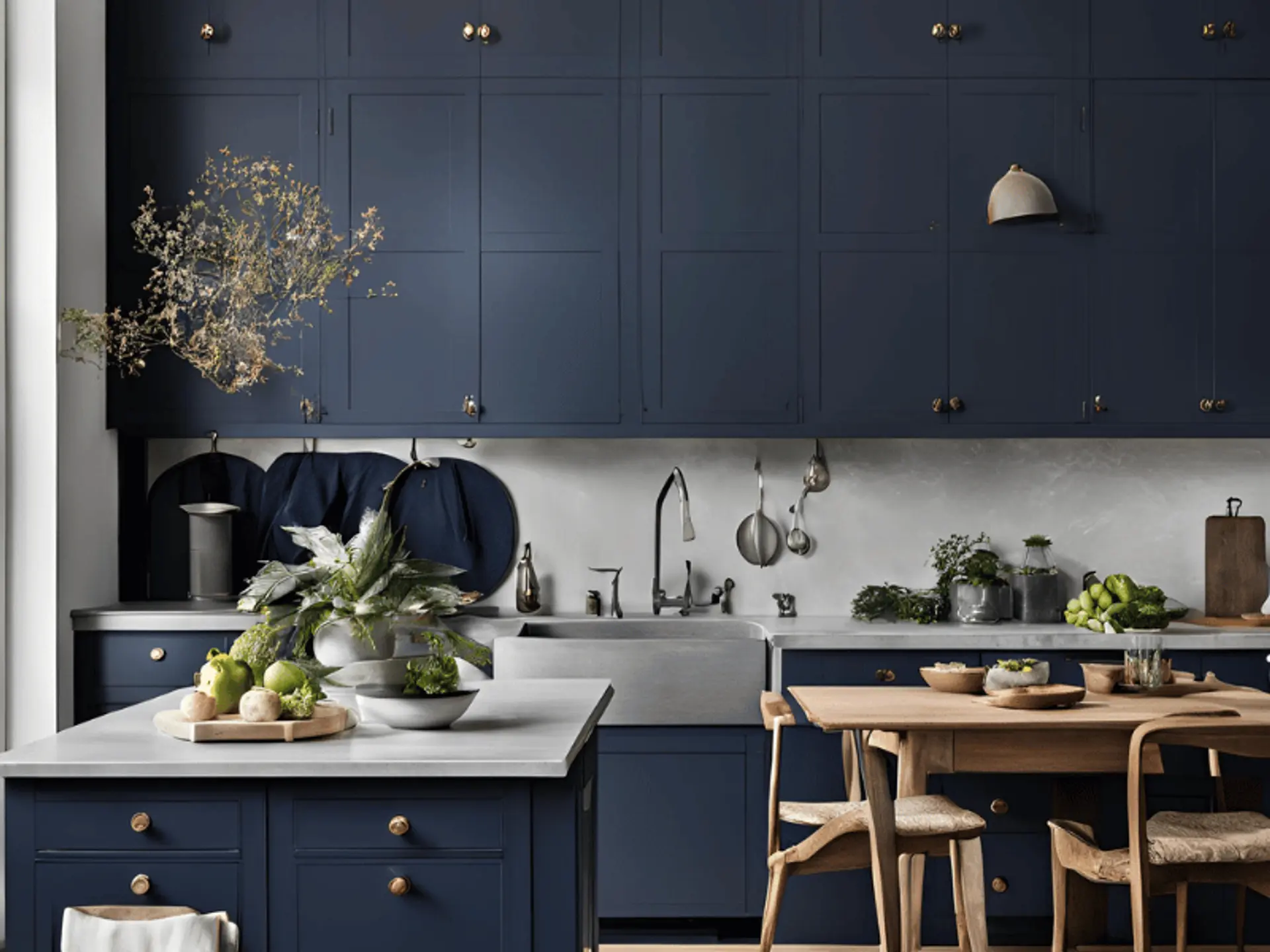 Dark Blue And Grey Kitchen