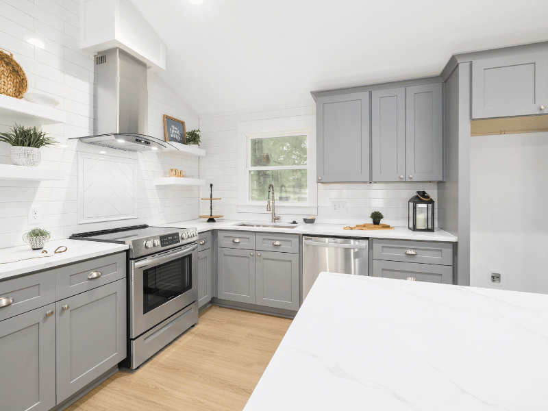 Grey And White Modular Kitchen Colour