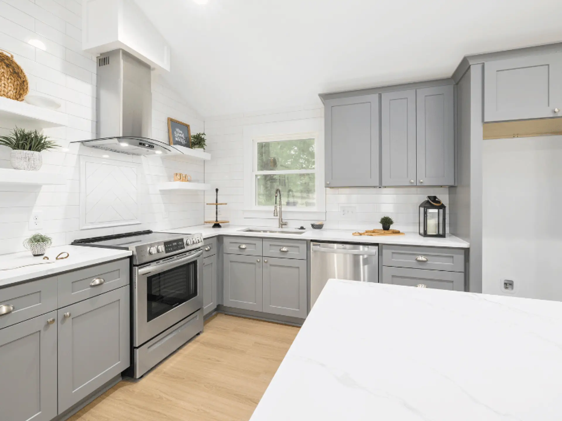 Grey And White Modular Kitchen Colour