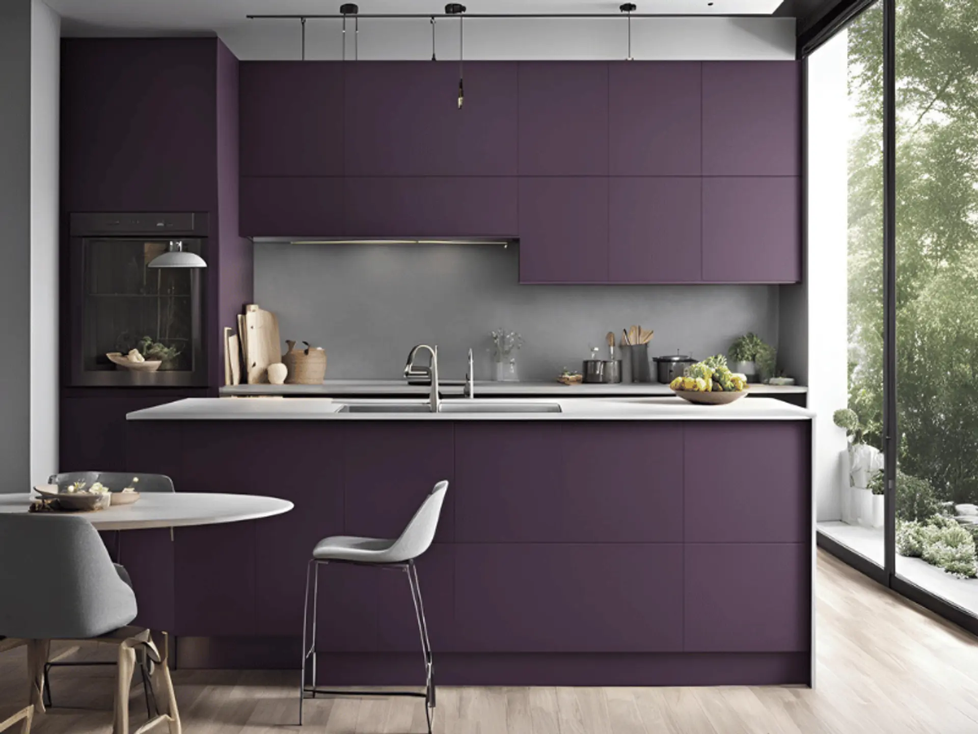 Purple And Grey Kitchen Colour Combination