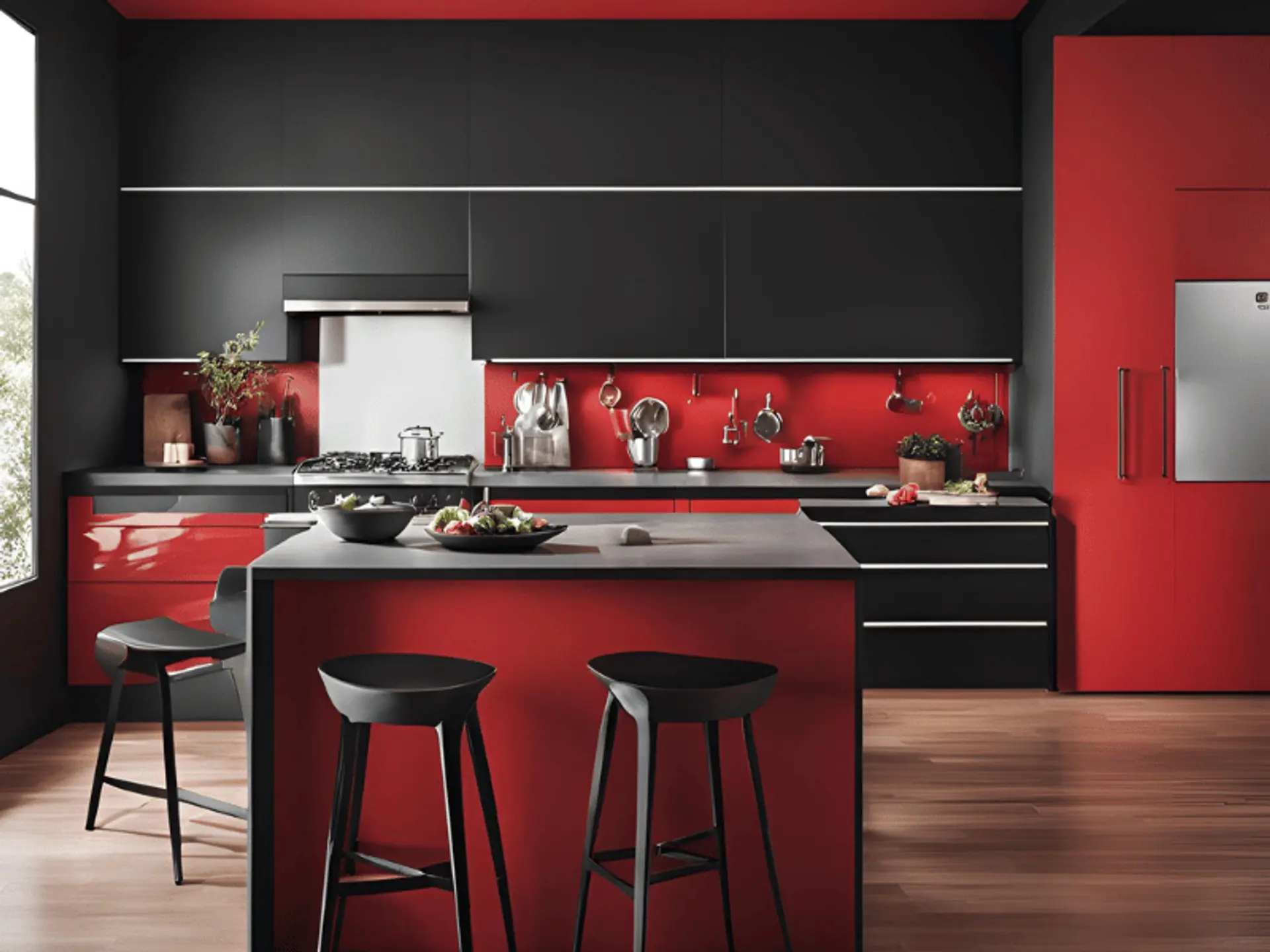 Red And Black Kitchen Colour