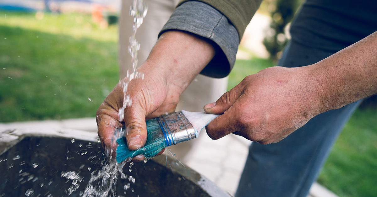 Wash-wall-paint-brush-after-use