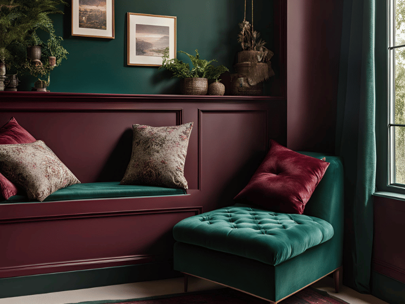 Dark Green and Maroon Colour