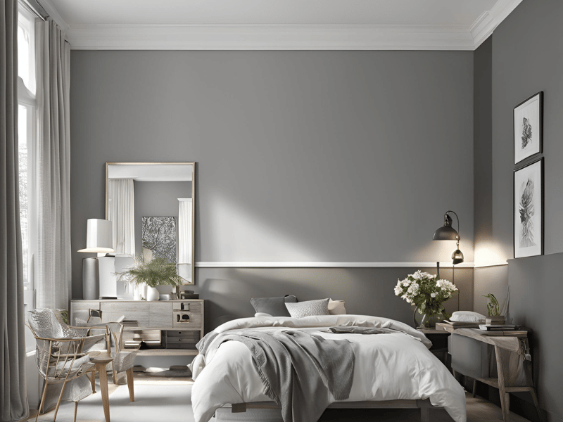 grey-and-off-white-colored-bedroom