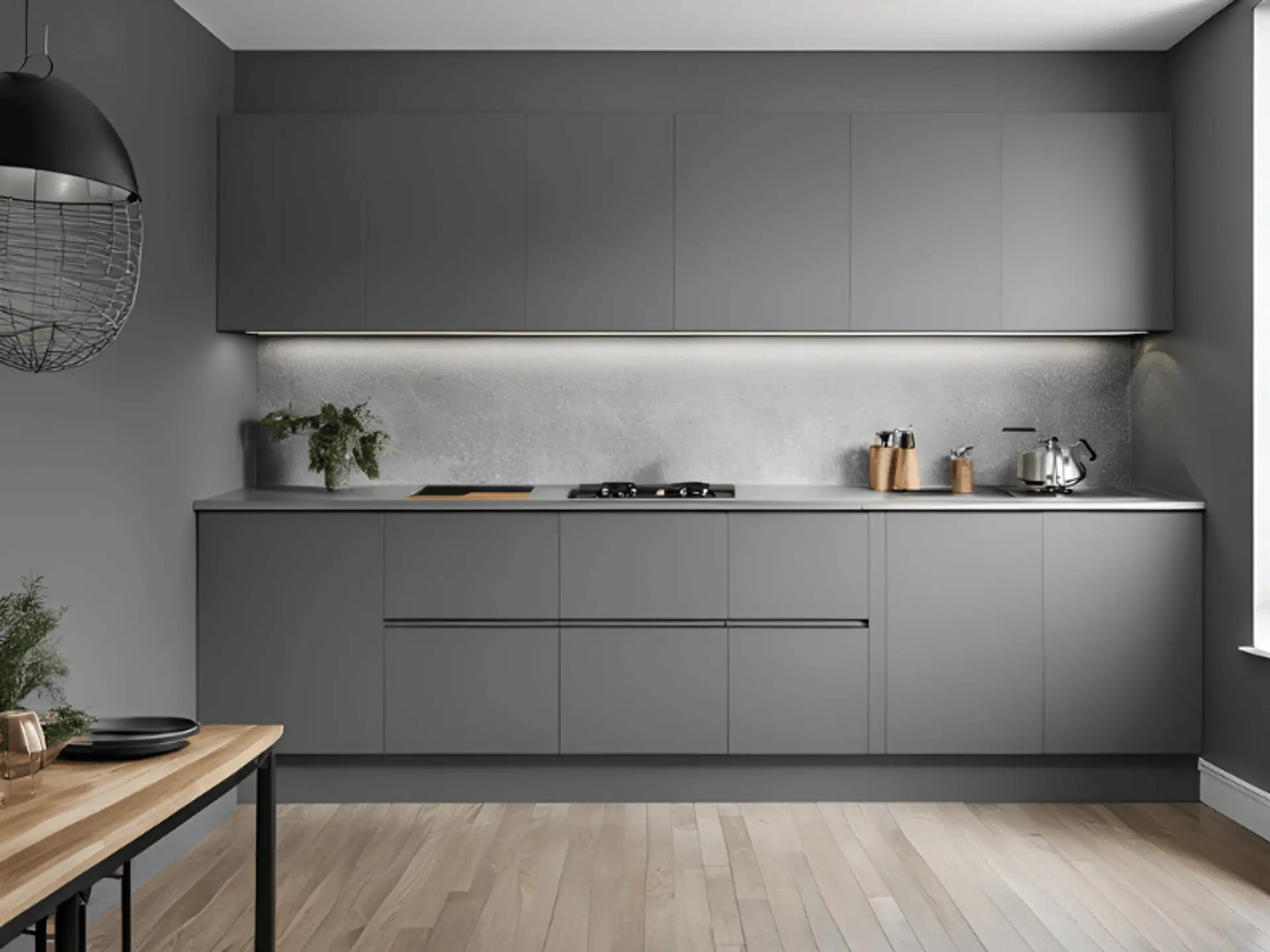 grey-wall-painted-modular-kitchen
