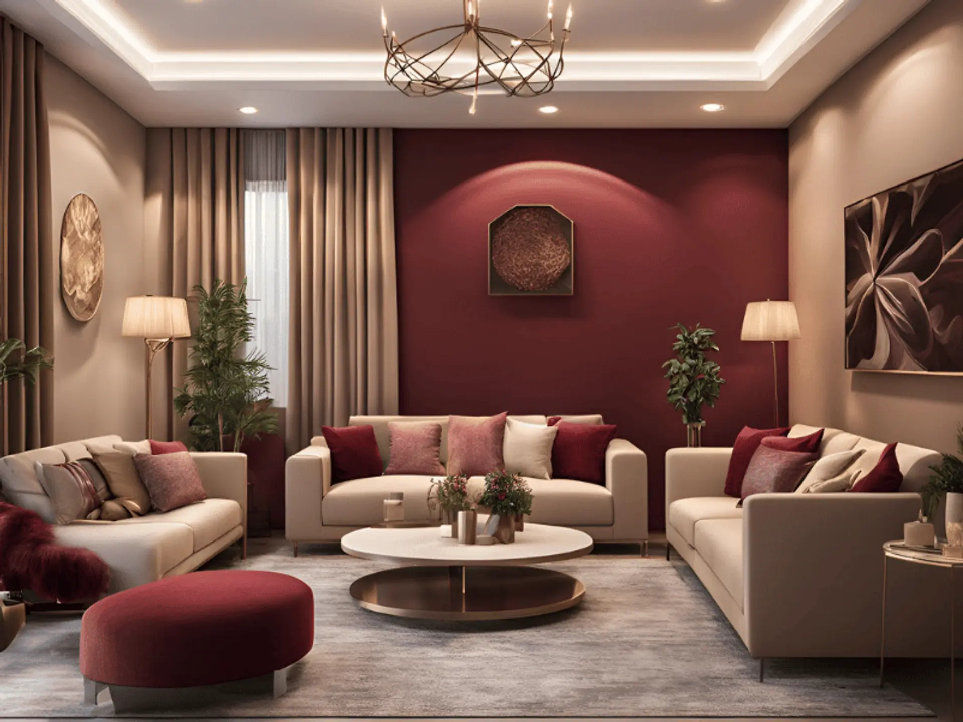 Maroon and Beige Colour