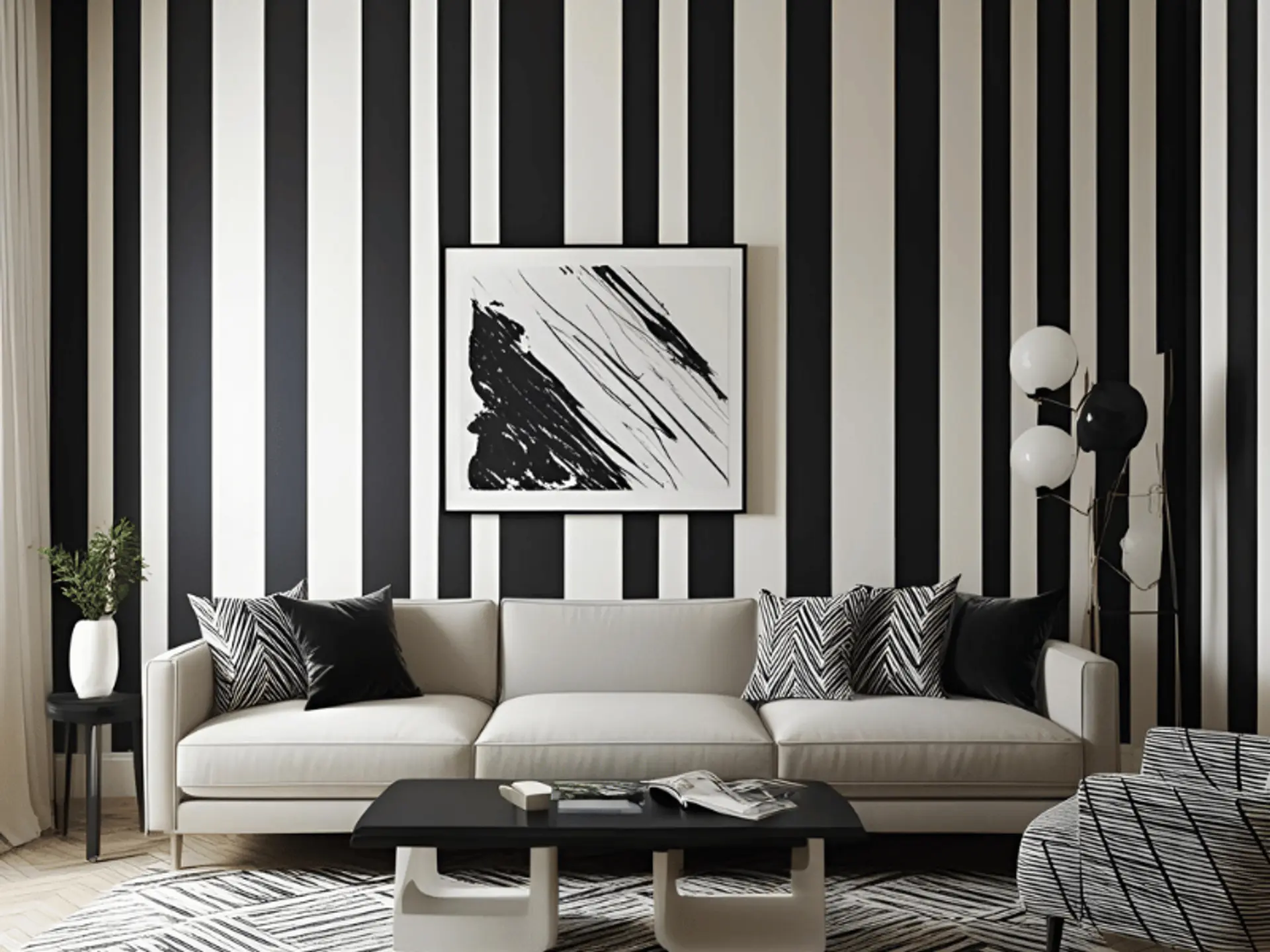 Striped Geometric Wall